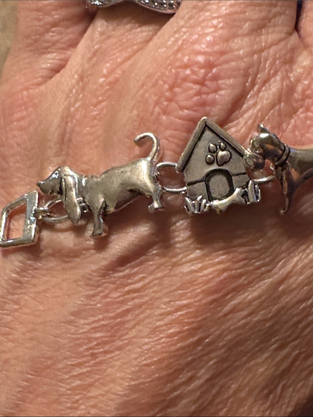 Silver Tone Dachshund & House Link Bracelet - Picture 3 of 8